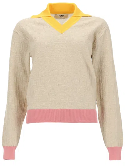FENDI FENDI COTTON AND SILK KNIT JUMPER