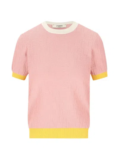 Fendi Cotton And Silk Sweater In Pink