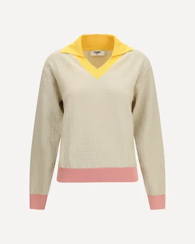 Fendi Maglia In Cotone E Seta Con Logo Ff In Multi
