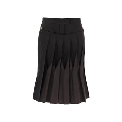 Fendi Duchesse Skirt With Pleated Panel In Ebano