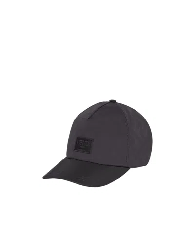 Fendi Cotton Baseball Cap In Black