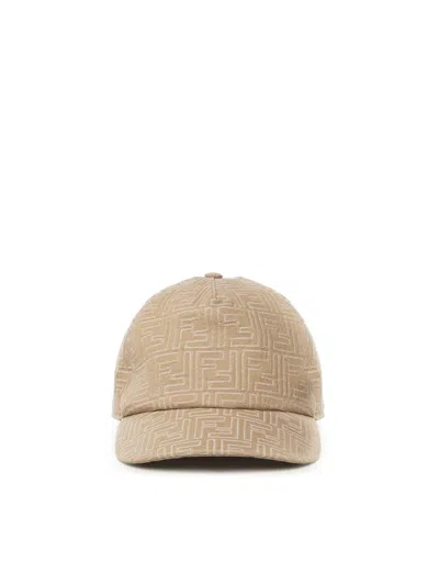 Fendi Cotton Baseball Cap In Sand