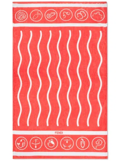 Fendi Cotton Beach Towel In Pink