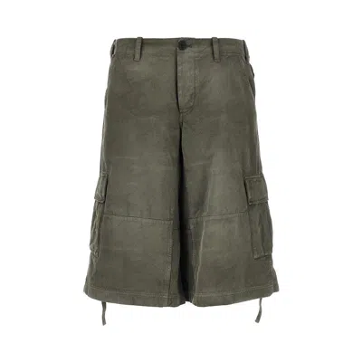 Fendi Cotton Bermuda Shorts With Jacquard Motif In Green