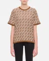 Fendi Ff Knit Cotton T-shirt In Brown