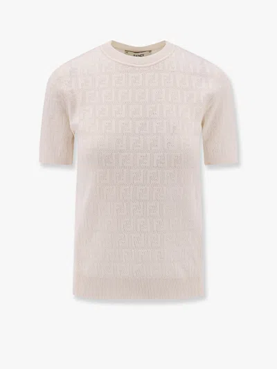 FENDI COTTON BLEND T-SHIRT WITH ALL-OVER FF LOGO
