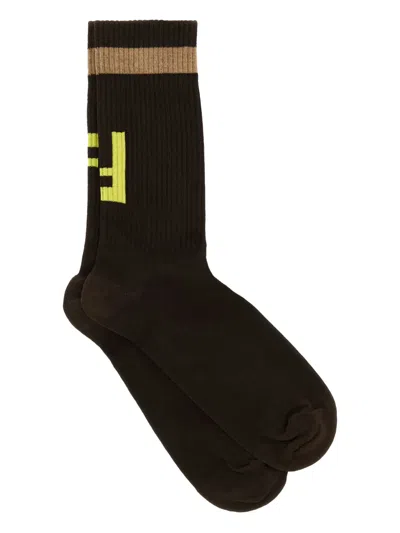 Fendi Cotton-blend Socks In Black