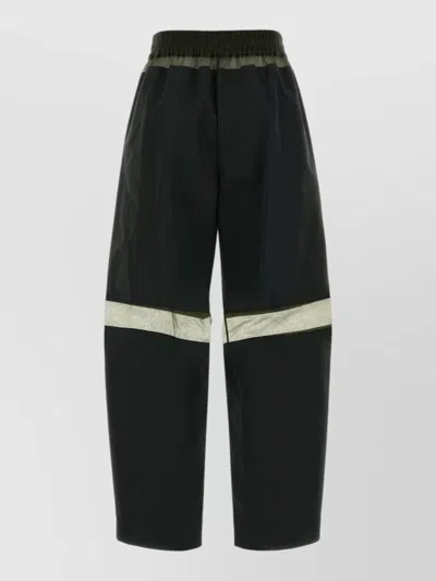 Fendi Cotton Blend Wide Leg Contrast Panel Pants In Black