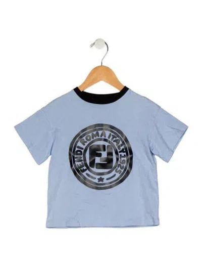 Pre-owned Fendi Babies' Cotton Blue And Black Patterned T-shirt In Multi