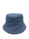 Fendi Bucket Hat In Blue Ff Denim In Blue