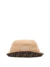 Fendi Logo Patch Monogram Bucket Hat In Brown