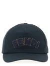 Fendi Cotton Canvas Cap With Terry Patch In Blue
