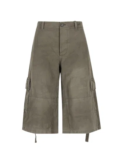 Fendi Cotton Cargo Trousers In Green
