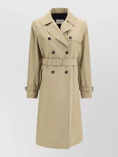Fendi Cotton Double-breasted Belted Trench Coat In Neutral