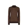 Fendi Ff Jacquard Turtleneck Sweater In Brown