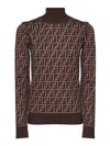 Fendi Ff Jacquard Turtleneck Sweater In Brown