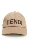 Fendi Baseball Hat In Cotton Beige With Stitching Selleria In Brown
