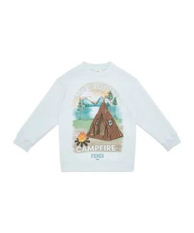 Fendi Kids' Cotton Junior Sweatshirt In White