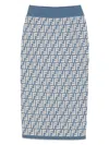 Fendi High-waisted Knit Knee-length Skirt With All-over Pattern