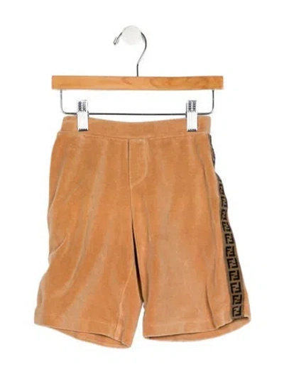 Pre-owned Fendi Babies' Cotton Neutral And Black Patterned Shorts With Elastic Waist