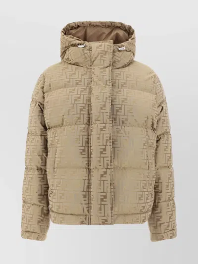 Fendi Cotton Padded Jacket Drawstring In Portabella