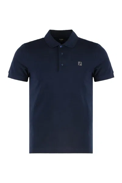 Fendi Cotton-piqué Polo Shirt In Black