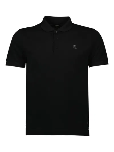 Fendi Cotton Polo Shirt In Black