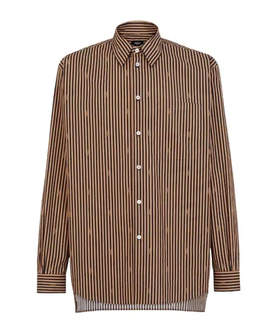 FENDI BROWN PEQUIN POPLIN SHIRT