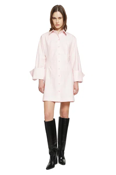 Fendi Cotton Poplin Shirt Dress In Pink