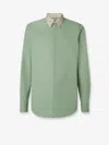 Fendi Contrast-collar Logo-embroidered Shirt In Green
