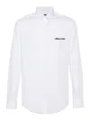 Fendi Slogan-embroidered Cotton Shirt In White