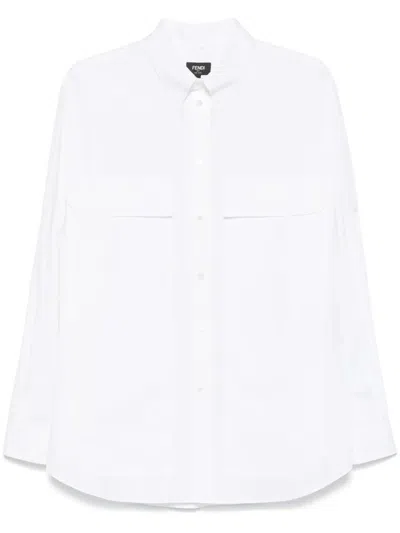 FENDI FENDI TOPSTITCHED ROMA LETTERING COTTON SHIRT CLOTHING
