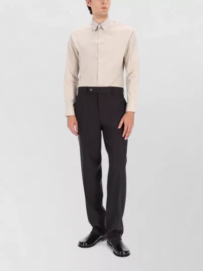 Fendi Cotton Shirt Regular Fit Button Collar In Neutral