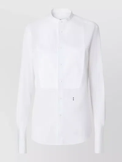 Fendi Cotton Shirt Stand Collar Long Sleeves In White