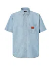 Fendi Collared Shirt With Pocket And Short Sleeves In Blue
