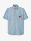 Fendi Collared Shirt With Pocket And Short Sleeves In Blue