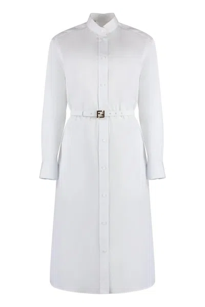 Fendi Cotton Shirtdress In White