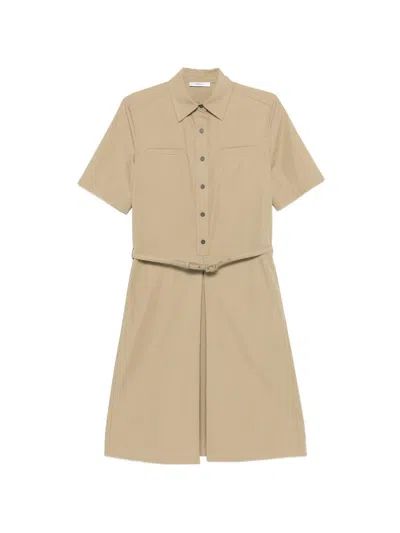 Fendi Cotton Trench Dress Belted Waist Pockets In Neutral