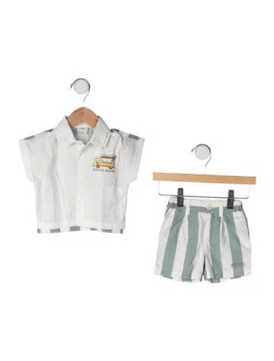 Pre-owned Fendi Babies' Cotton Short Set In Green/white