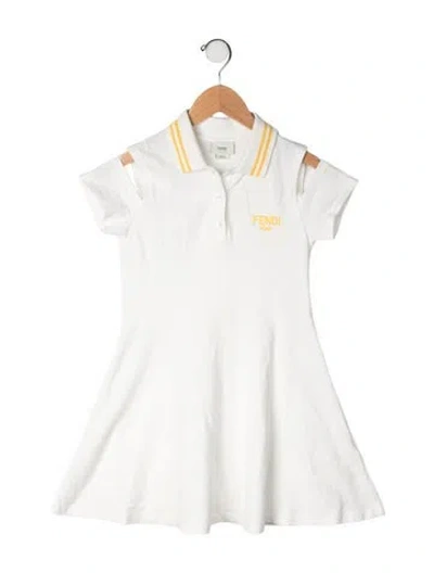 Pre-owned Fendi Kids' Cotton Short Sleeve Dress In White