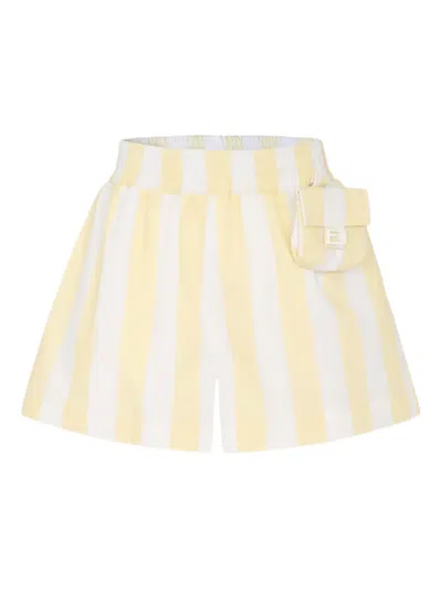 Fendi Cotton Shorts In 黄色