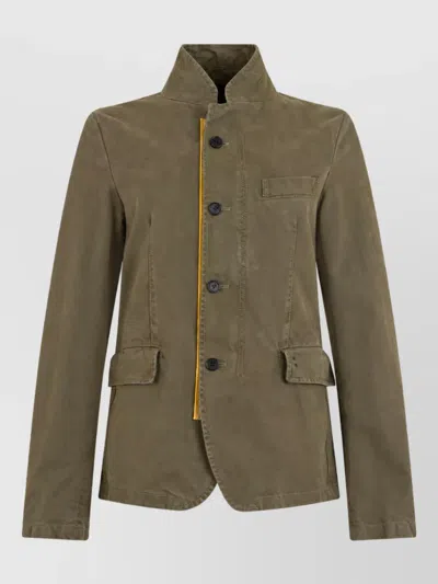 Fendi Cotton Single-breasted Coat In Green
