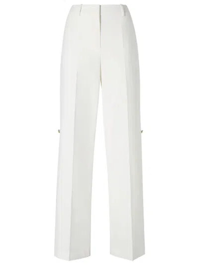 Fendi Cotton Ski Trousers With Waist Belt Loops And Concealed Zip In White