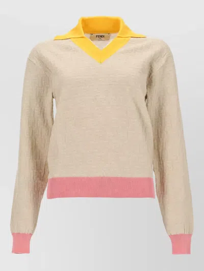 Fendi Cotton Sweatshirt In Neutral