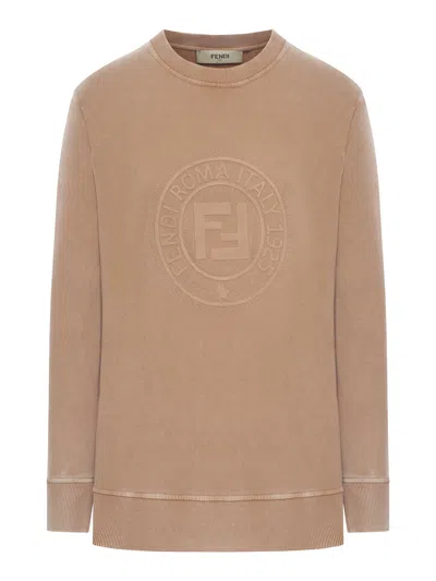 FENDI COTTON SWEATSHIRT WITH FENDI ROMA LOGO
