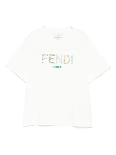 Fendi Kids' Cotton T-shirt In White