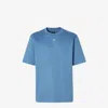 Fendi Men Blue Crew Neck T-shirt With Metallic Logo On The Front In Cotton Man In Blue