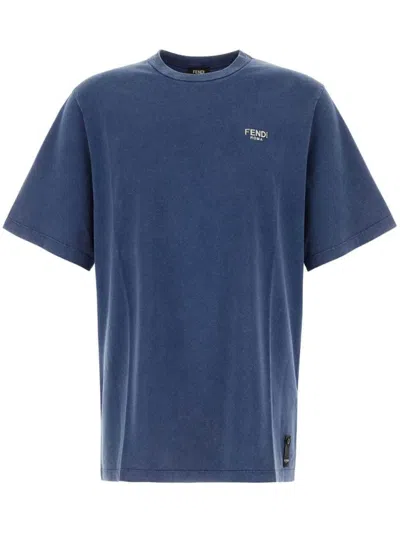 Fendi Cotton T-shirt In Blue