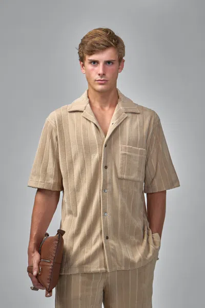 Fendi Cotton T-shirt With Ff Metal Detail In Nude