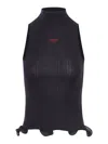 Fendi Cotton Top Finished With Ruffles In Black